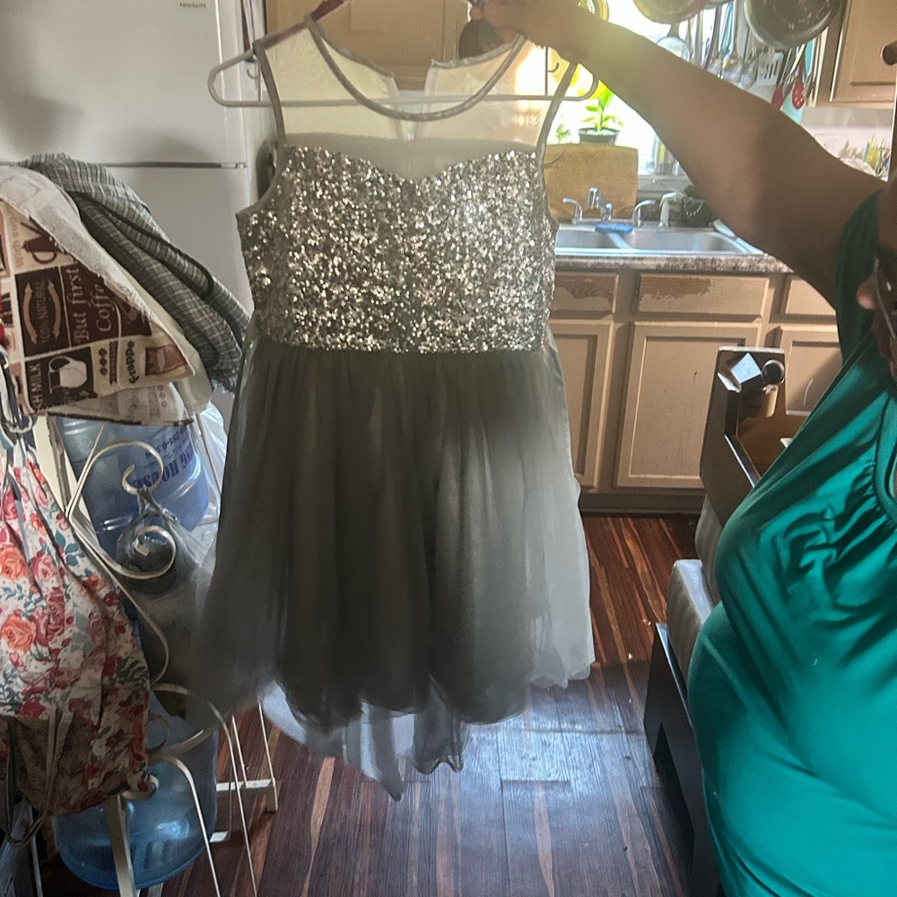 Silver Sequin Tulle Dress